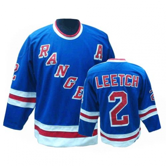 Men's CCM New York Rangers 2 Brian Leetch Authentic Royal Blue Throwback NHL Jersey