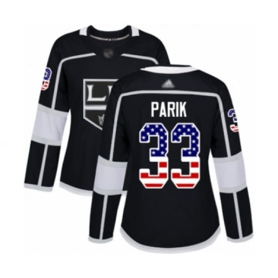 Women's Los Angeles Kings 33 Lukas Parik Authentic Black USA Flag Fashion Hockey Jersey