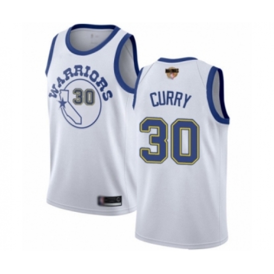 Women's Golden State Warriors 30 Stephen Curry Swingman White Hardwood Classics 2019 Basketball Finals Bound Basketball Jersey