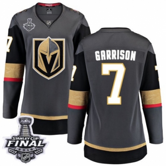 Women's Vegas Golden Knights 7 Jason Garrison Authentic Black Home Fanatics Branded Breakaway 2018 Stanley Cup Final NHL Jersey