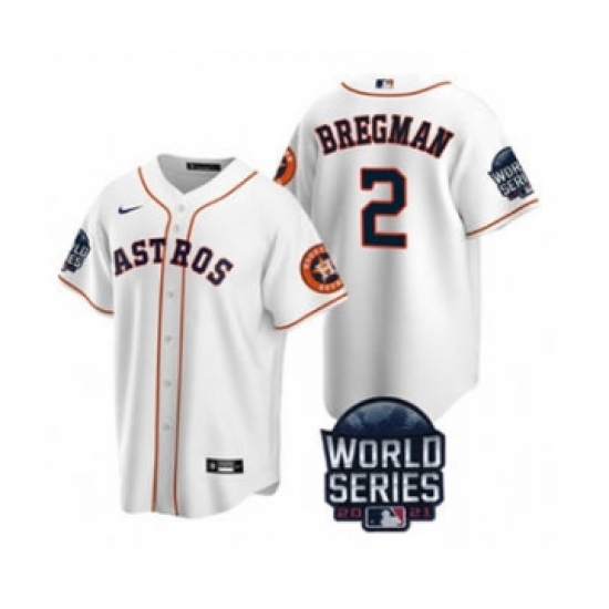 Men's Houston Astros 2 Alex Bregman 2021 White World Series Cool Base Stitched Baseball Jersey