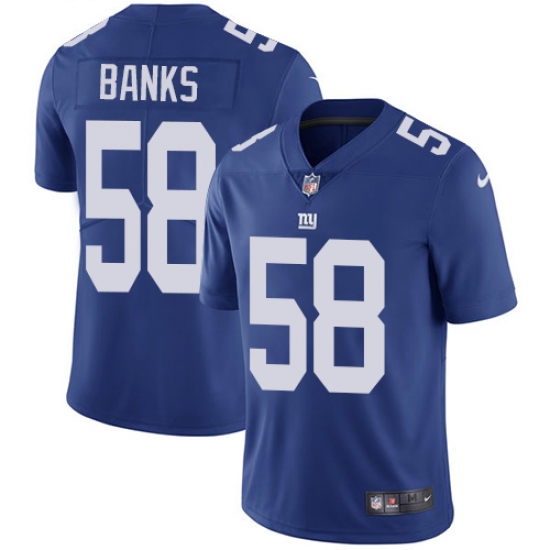 Men's Nike New York Giants 58 Carl Banks Royal Blue Team Color Vapor Untouchable Limited Player NFL Jersey