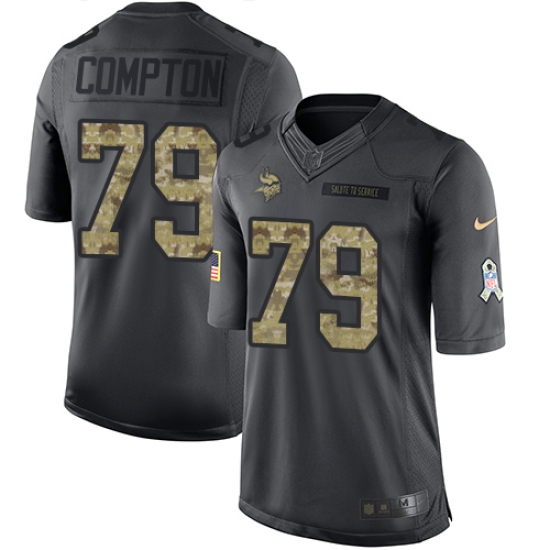 Men's Nike Minnesota Vikings 79 Tom Compton Limited Black 2016 Salute to Service NFL Jersey