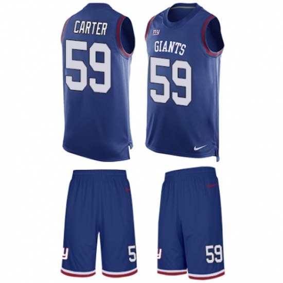 Men's Nike New York Giants 59 Lorenzo Carter Limited Royal Blue Tank Top Suit NFL Jersey