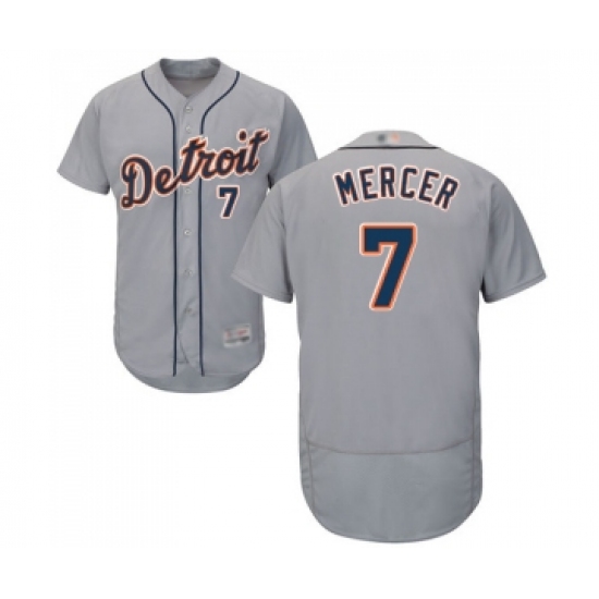 Men's Detroit Tigers 7 Jordy Mercer Grey Road Flex Base Authentic Collection Baseball Jersey