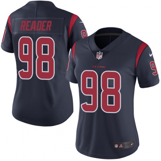 Women's Nike Houston Texans 98 D.J. Reader Limited Navy Blue Rush Vapor Untouchable NFL Jersey