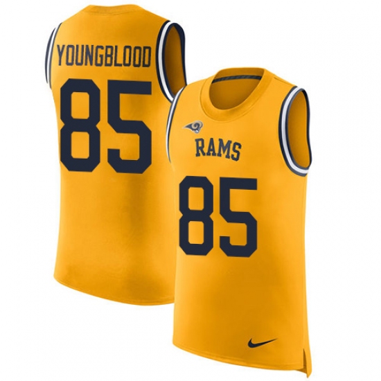 Men's Nike Los Angeles Rams 85 Jack Youngblood Limited Gold Rush Player Name & Number Tank Top NFL Jersey