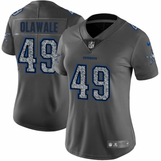 Women's Nike Dallas Cowboys 49 Jamize Olawale Gray Static Vapor Untouchable Limited NFL Jersey