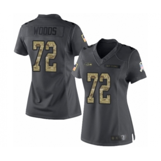 Women's Seattle Seahawks 72 Al Woods Limited Black 2016 Salute to Service Football Jersey