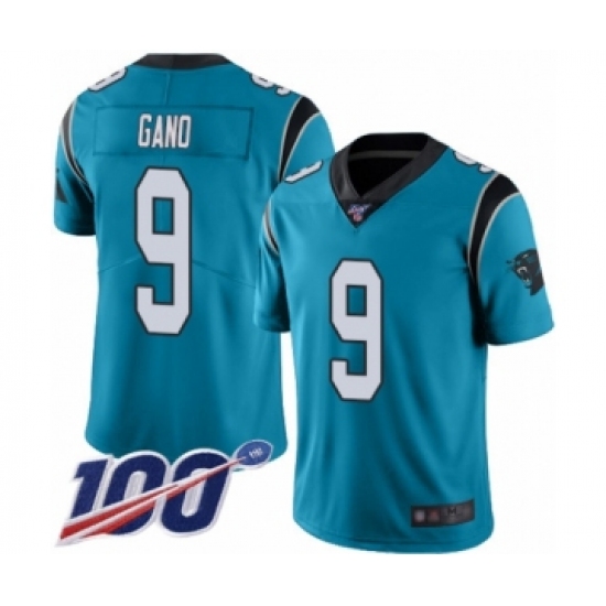 Men's Carolina Panthers 9 Graham Gano Blue Alternate Vapor Untouchable Limited Player 100th Season Football Jersey