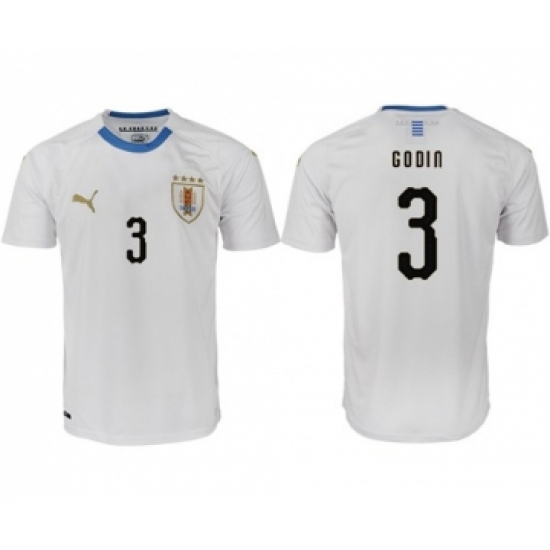 Uruguay 3 Godin Home Soccer Country Jersey