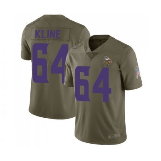 Men's Minnesota Vikings 64 Josh Kline Limited Olive 2017 Salute to Service Football Jersey