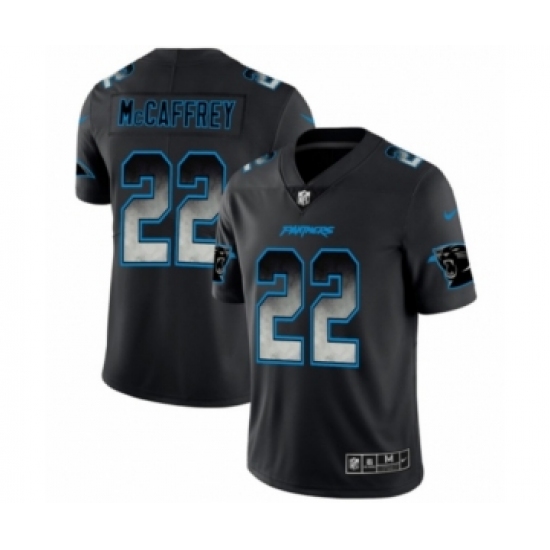 Men's Carolina Panthers 22 Christian McCaffrey Black Smoke Fashion Limited Jersey