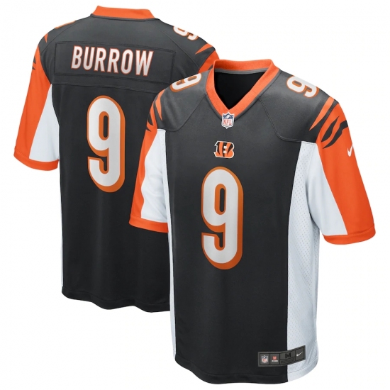 Men's Cincinnati Bengals 9 Joe Burrow Nike Black 2020 NFL Draft First Round Pick Game Jersey.webp