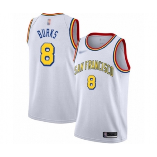 Men's Golden State Warriors 8 Alec Burks Swingman White Hardwood Classics Basketball Jersey - San Francisco Classic Edition