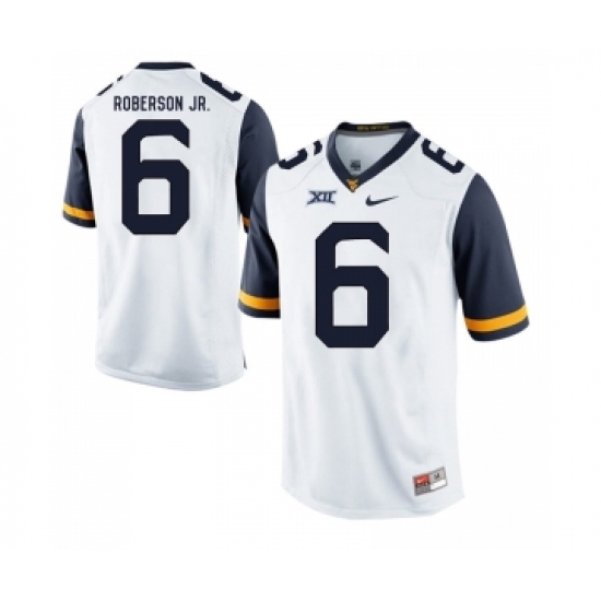 West Virginia Mountaineers 6 Reggie Roberson Jr. White College Football Jersey