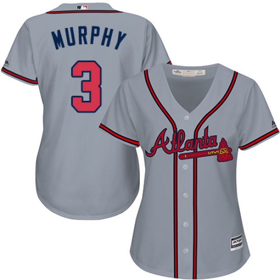 Women's Majestic Atlanta Braves 3 Dale Murphy Authentic Grey Road Cool Base MLB Jersey