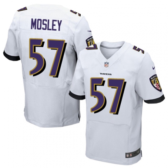 Men's Nike Baltimore Ravens 57 C.J. Mosley Elite White NFL Jersey