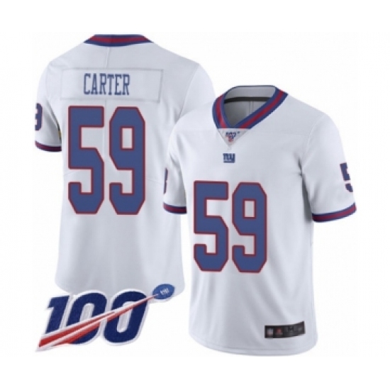 Men's New York Giants 59 Lorenzo Carter Limited White Rush Vapor Untouchable 100th Season Football Jersey