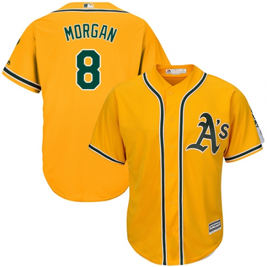 Men's Majestic Oakland Athletics 8 Joe Morgan Replica Gold Alternate 2 Cool Base MLB Jersey