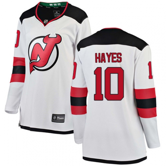 Women's New Jersey Devils 10 Jimmy Hayes Fanatics Branded White Away Breakaway NHL Jersey