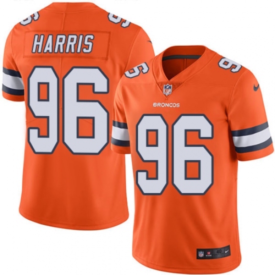 Men's Nike Denver Broncos 96 Shelby Harris Elite Orange Rush Vapor Untouchable NFL Jersey