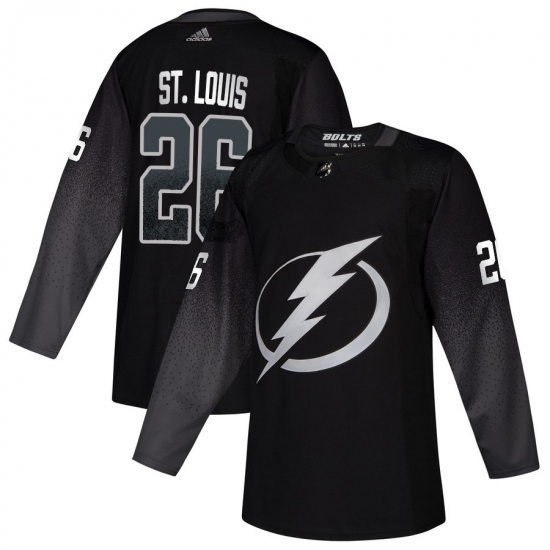 Men's Tampa Bay Lightning 26 Martin St. Louis adidas Alternate Authentic Player Jersey Black