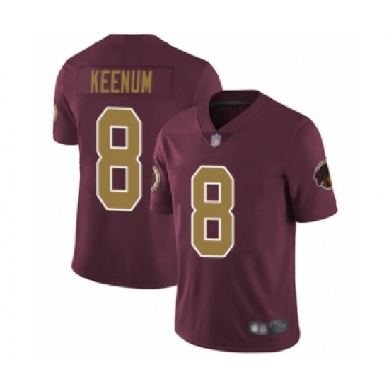 Youth Washington Redskins 8 Case Keenum Burgundy Red Gold Number Alternate 80TH Anniversary Vapor Untouchable Limited Player Football Jersey