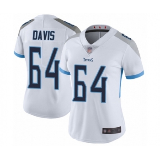 Women's Tennessee Titans 64 Nate Davis White Vapor Untouchable Limited Player Football Jersey