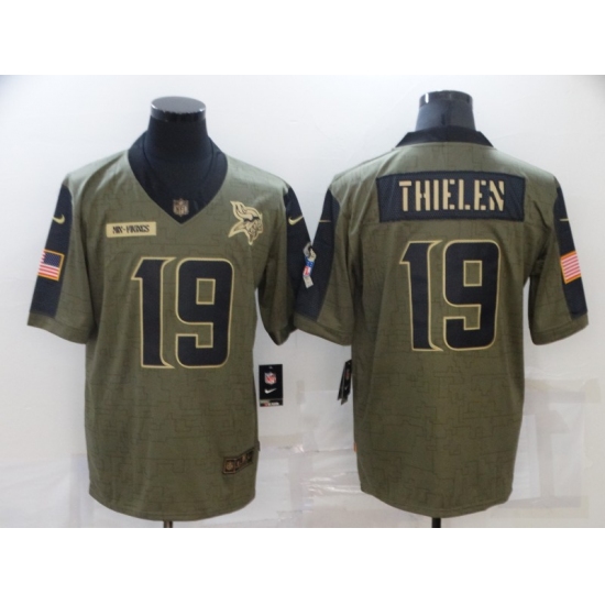 Men's Minnesota Vikings 19 Adam Thielen Nike Olive 2021 Salute To Service Limited Player Jersey