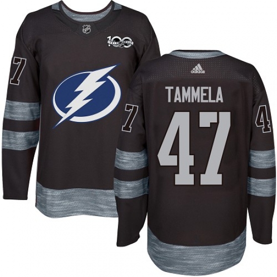 Men's Adidas Tampa Bay Lightning 47 Jonne Tammela Authentic Black 1917-2017 100th Anniversary NHL Jersey