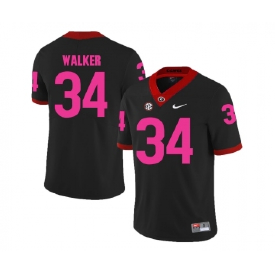 Georgia Bulldogs 34 Herschel Walker Black 2018 Breast Cancer Awareness College Football Jersey