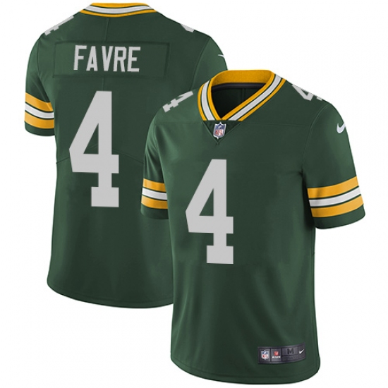 Men's Nike Green Bay Packers 4 Brett Favre Green Team Color Vapor Untouchable Limited Player NFL Jersey