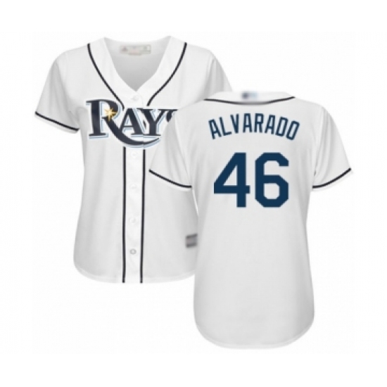 Women's Tampa Bay Rays 46 Jose Alvarado Authentic White Home Cool Base Baseball Player Jersey