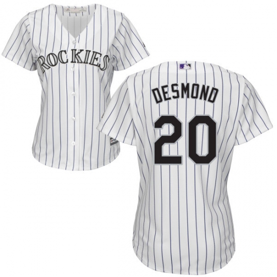 Women's Majestic Colorado Rockies 20 Ian Desmond Authentic White Home Cool Base MLB Jersey