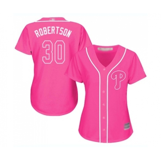 Women's Philadelphia Phillies 30 David Robertson Replica Pink Fashion Cool Base Baseball Jersey