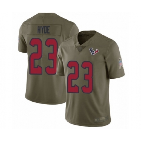 Men's Houston Texans 23 Carlos Hyde Limited Olive 2017 Salute to Service Football Jersey