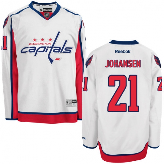 Youth Reebok Washington Capitals 21 Lucas Johansen Authentic White Away NHL Jersey