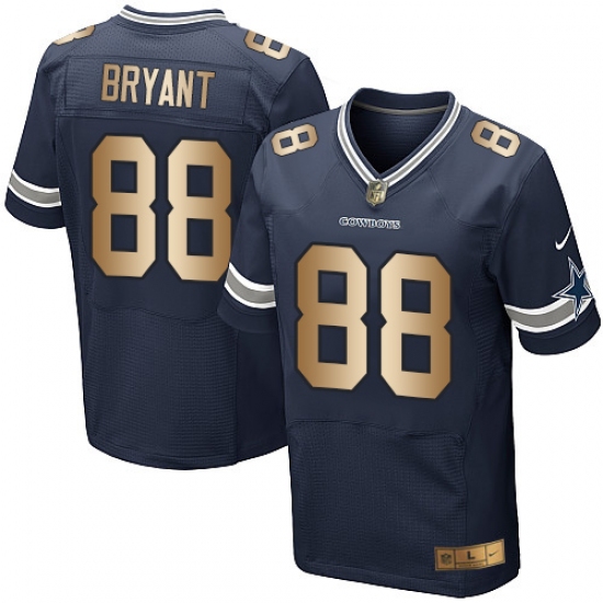 Men's Nike Dallas Cowboys 88 Dez Bryant Elite Navy/Gold Team Color NFL Jersey