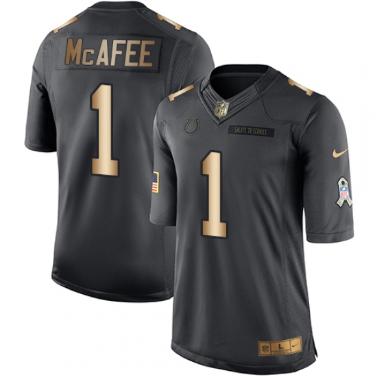 Youth Nike Indianapolis Colts 1 Pat McAfee Limited Black/Gold Salute to Service NFL Jersey