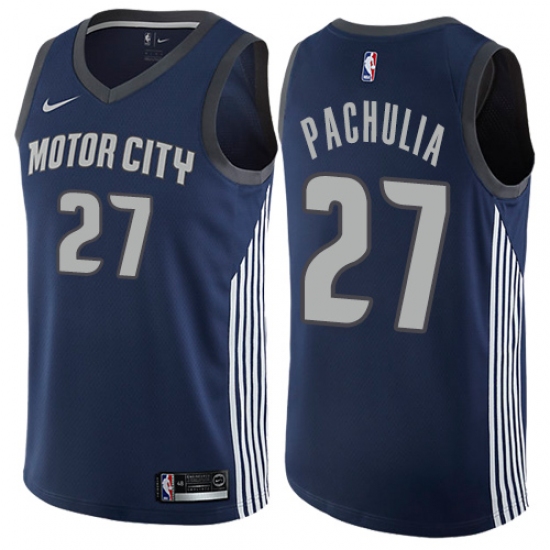 Youth Nike Detroit Pistons 27 Zaza Pachulia Swingman Navy Blue NBA Jersey - City Edition