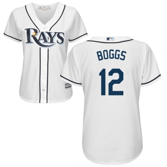 Women's Majestic Tampa Bay Rays 12 Wade Boggs Authentic White Home Cool Base MLB Jersey