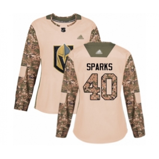 Women's Vegas Golden Knights 40 Garret Sparks Authentic Camo Veterans Day Practice Hockey Jersey