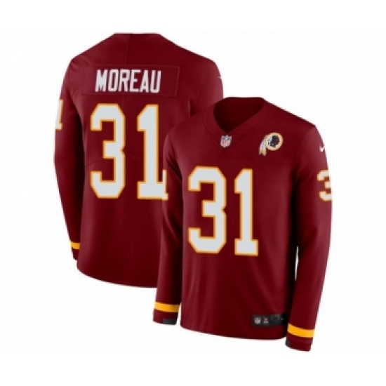 Youth Nike Washington Redskins 31 Fabian Moreau Limited Burgundy Therma Long Sleeve NFL Jersey