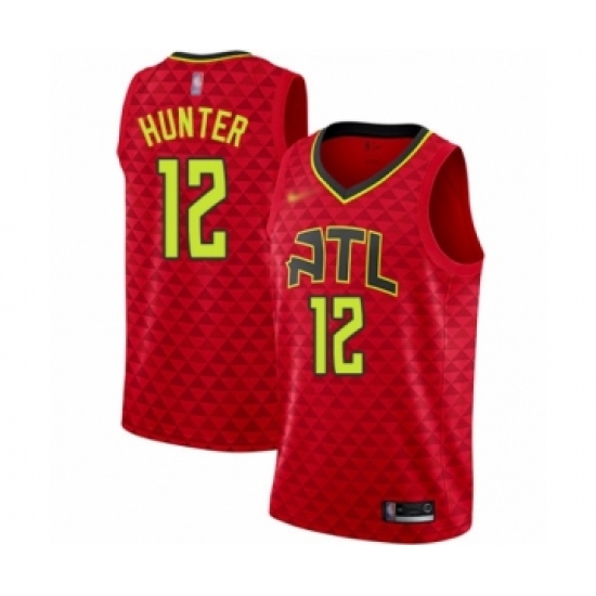 Women's Atlanta Hawks 12 De'Andre Hunter Authentic Red Basketball Jersey Statement Edition