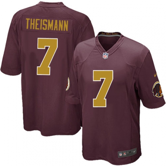 Men's Nike Washington Redskins 7 Joe Theismann Game Burgundy Red/Gold Number Alternate 80TH Anniversary NFL Jersey