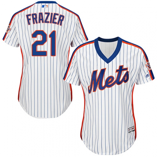 Women's Majestic New York Mets 21 Todd Frazier Replica White Alternate Cool Base MLB Jersey