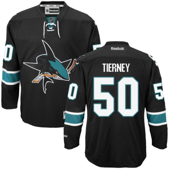 Men's Reebok San Jose Sharks 50 Chris Tierney Premier Black Third NHL Jersey