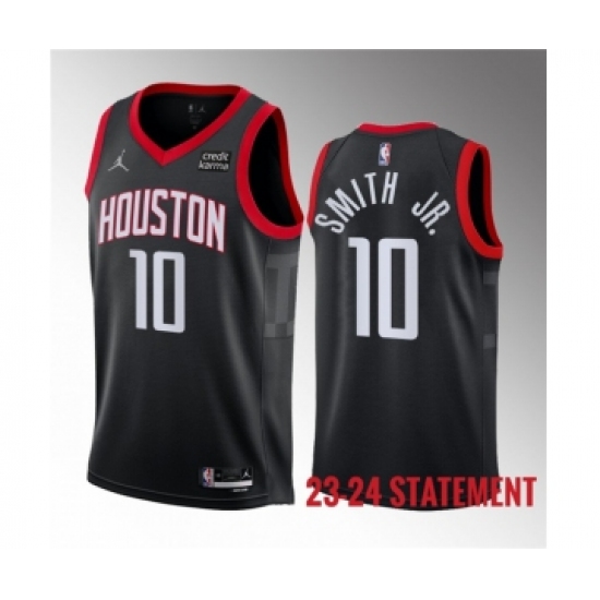 Men's Houston Rockets 10 Jabari Smith Jr. Black 2023 Statement Edition Stitched Basketball Jersey