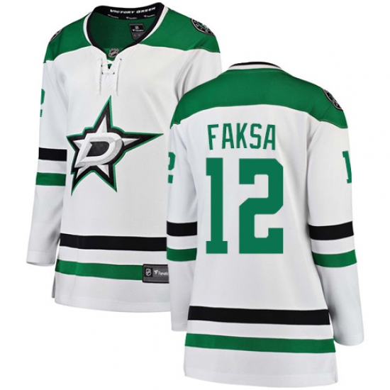 Women's Dallas Stars 12 Radek Faksa Authentic White Away Fanatics Branded Breakaway NHL Jersey